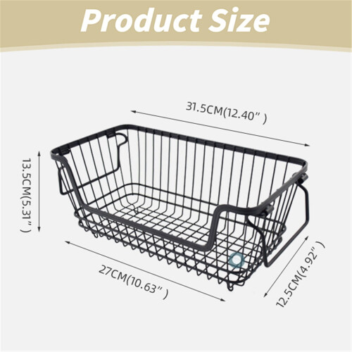 Stackable Wire Baskets for Pantry & Kitchen – Metal Fruit/Vegetable/Can Organizer, Compatible with Standard Cabinets 2