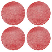 Round PVC Placemats Heat Resistant 4 Pcs Red