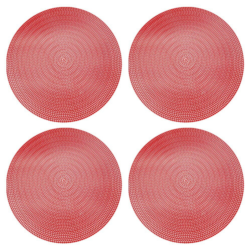 Round PVC Placemats Heat Resistant 4 Pcs Red