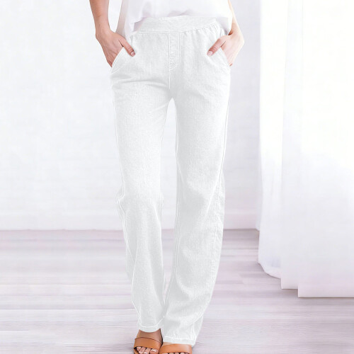 Women's Elastic Waist Pants Cotton Blend Relaxed Fit 1