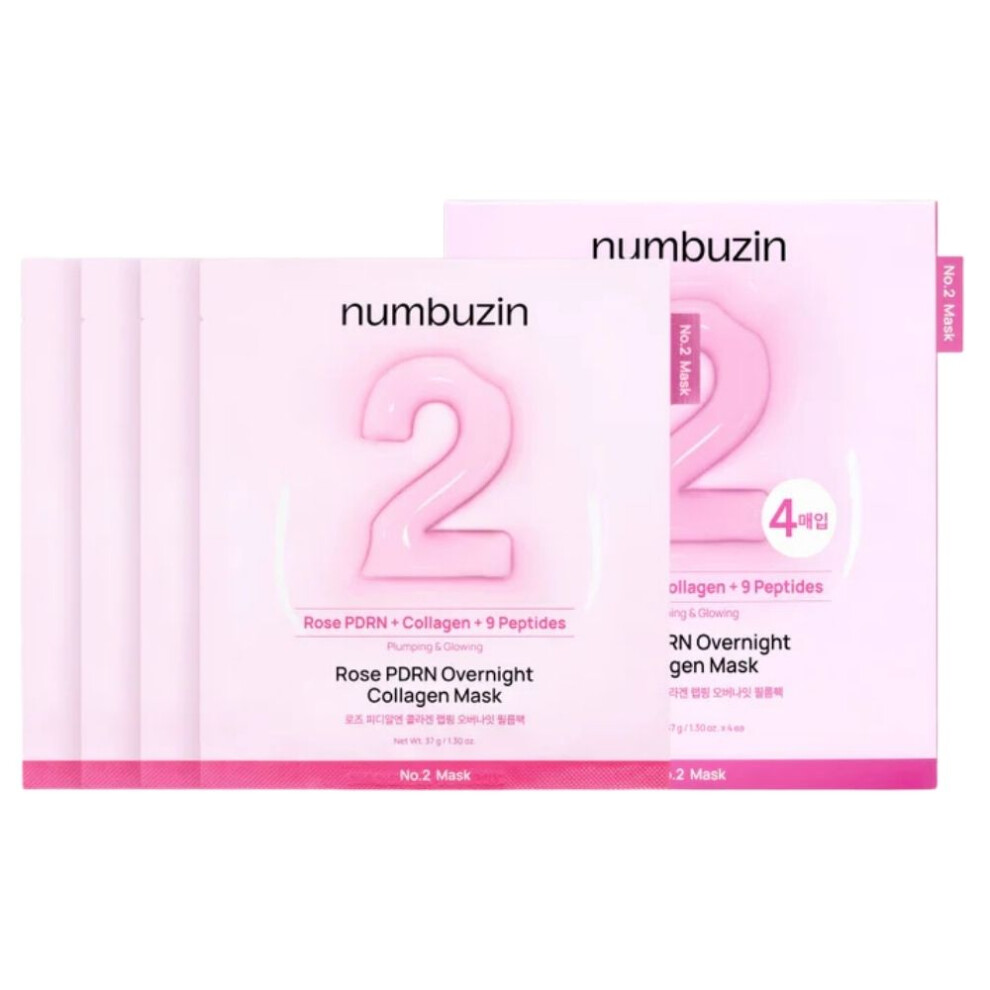 Numbuzin No 2 Rose Pdrn Overnight Collagen Gel Mask 4 x 37g - Image 4