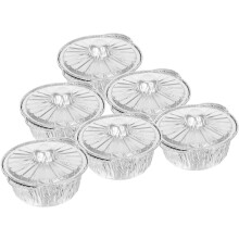 6 ollas desechables de papel de aluminio con tapa, 1150 ml de gran capacidad, sartenes metálicas resistentes.
