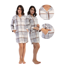 Dame natkjole L Fleece Vienetta Varm Knaplommer Nice