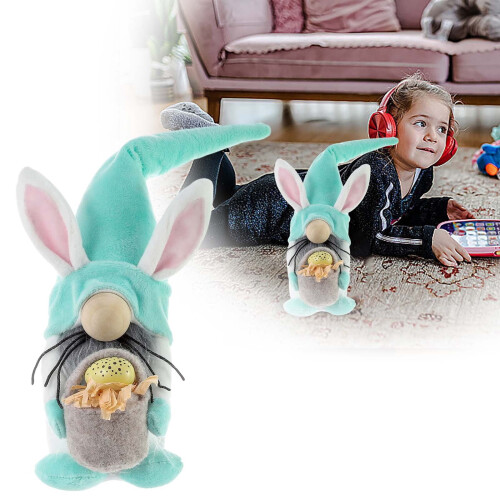 Easter Bunny Doll 3D Stuffed Rabbit Holding Egg 12 inches 1