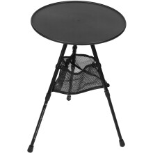 Tragbarer, klappbarer Campingtisch mit verstellbarer Höhe, leichter runder Beistelltisch aus Aluminiumlegierung mit Aufbewahrungsnetz