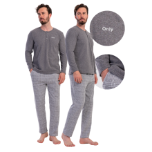 Herrepyjamas i bomuld, Vienetta 4XL, lange ærmer, lange bukser med lynlås