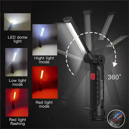 COB LED Work Light 5 Modes 360 Rotatable USB Rechargeable 1