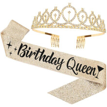 Bandeira de aniversário para meninas Sash e Tiara para meninos e meninas Fornecimentos de festa para a celebração da festa de aniversário
