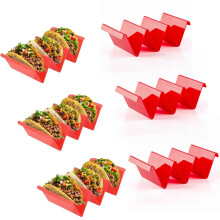 Taco Holder Stand Set of 6 Red Large Tray Plates
