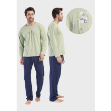 Herrepyjamas i bomuld, Vienta 3XL med lange ærmer og lange bukser