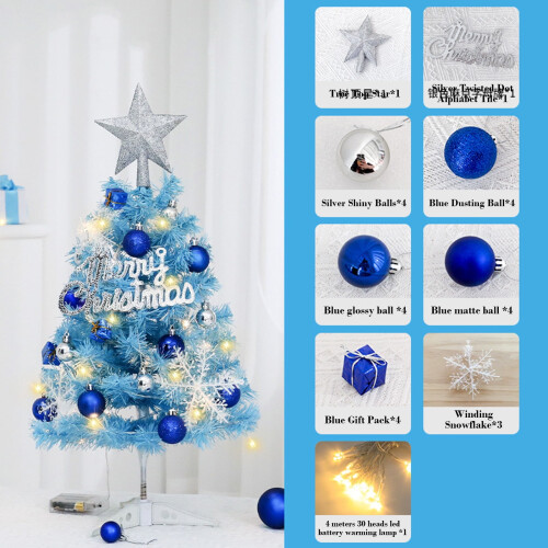 Blue Mini Christmas Tree – PVC Desktop Artificial Tree,