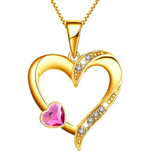 Mennica Świdnicka - Guld Halskæde Vedhæng Kæde - Sølv 925 Forgyldt 24K - Valentinsdag Gave Farve Fuchsia