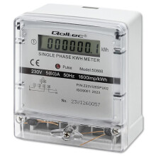Qoltec Enfaset elektronisk måler | energiforbrugsmåler | 230V | LCD