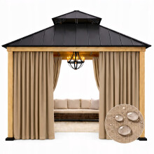 Vandtæt udendørs pavillon, der måler 155 x 230 cm, havemarkise, beige farve.