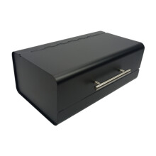 Sort metalbrødkasse, moderne brødbeholder med håndtag, mat stål, 36x20,5x14,5 cm | BEGRYF