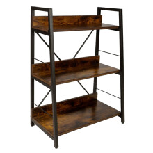 Industriel loftshylde med 3 hylder mørkebrun rustik BEGRYF 61x35x84