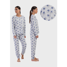 Naisten puuvillapyjama, jossa pitkät housut ja pitkät hihat, koko M, mukava Vienetta