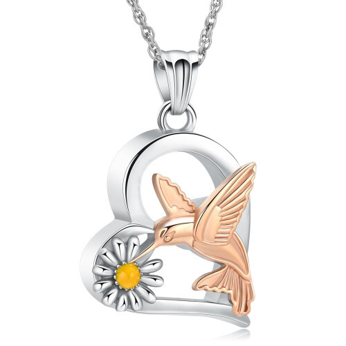 Hummingbird Heart Cremation Necklace for Ashes