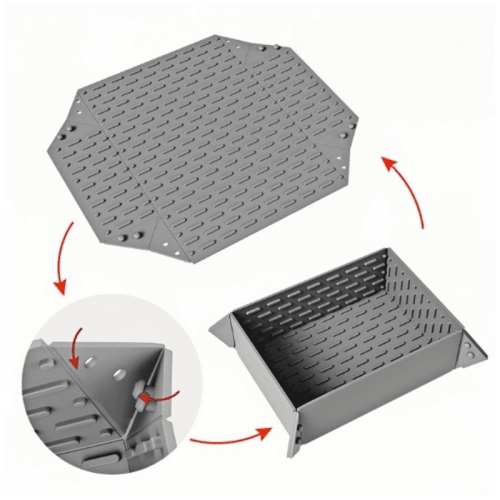 2PCS Foldable Storage Box And Draining Mat For Home Use In Grey Color 2