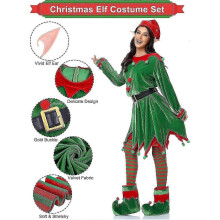 (S, Green) Ladies Christmas Fancy Dress Womens Girls Xmas Santa Helper Outfit Elf Costume