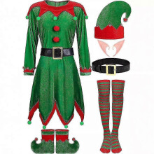 (XL, Green) Ladies Christmas Fancy Dress Womens Girls Xmas Santa Helper Outfit Elf Costume