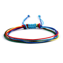 Waxed Braided Rope Bracelet Adjustable Unisex Colorful