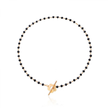 (Or) Collier ras du cou court bohème délicat à fleurs, orné de cristaux noirs simples, pour femme