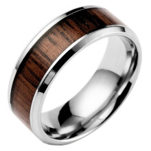 Unisex Wood and Titanium Wide Band Ring Size 6-12