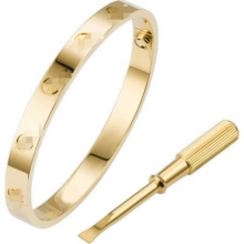 Bracelet Love à vis en acier inoxydable 316L plaqué or 18 carats, longueur 18 cm