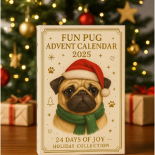 Calendrier de l'Avent 2025 - Décoration de sapin de Noël en acrylique 2D représentant un carlin (24 jours)