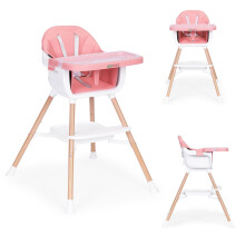 Dětská židlička na krmení 2v1, růžová, ECOTOYS