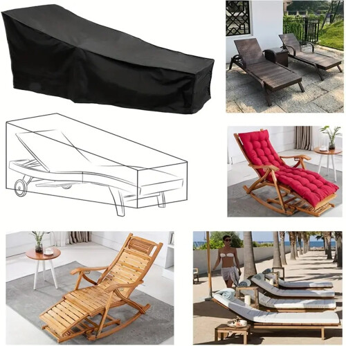Capa impermeável e resistente para espreguiçadeira de jardim - Preta, 78 x 29,5 x 31,5 polegadas (198 x 75 x 80 cm). 1