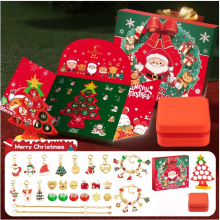 Bracelet de compte à rebours de Noël 2025 | Coffret surprise à faire soi-même, cadeau pour enfants