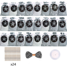 Sac calendrier de l'Avent gris 24 pièces