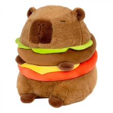 Peluche realista de hamburguesa de capibara, adorable almohada de peluche de capibara, suave muñeco de peluche de comida de hamburguesa
