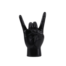 Statuette de main rock, sculpture artisanale sur le thème du rock, pour les amateurs de musique rock et la décoration de leur bureau.
