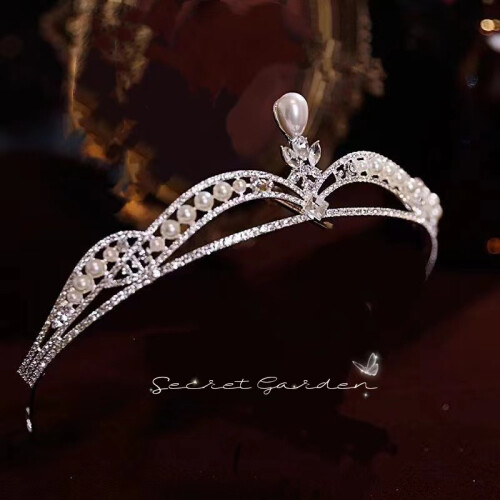 (Silver) Diadème de Mariée Perles & Strass Or/Argent