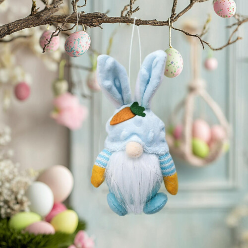 Easter Gnome Doll Bunny Blue Hanging Decoration 1
