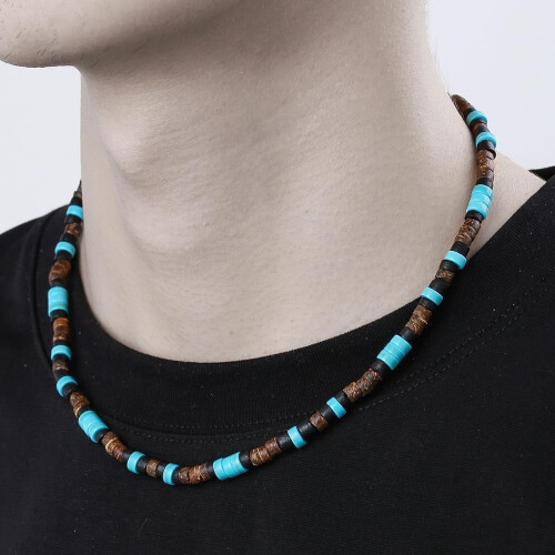Ανδρικό κολιέ με χάντρες για άνδρες, κολιέ choker με πολύχρωμες χάντρες, μοντέρνο, 2