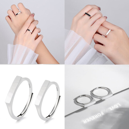 Silver Couple Rings Adjustable Message Projection 1