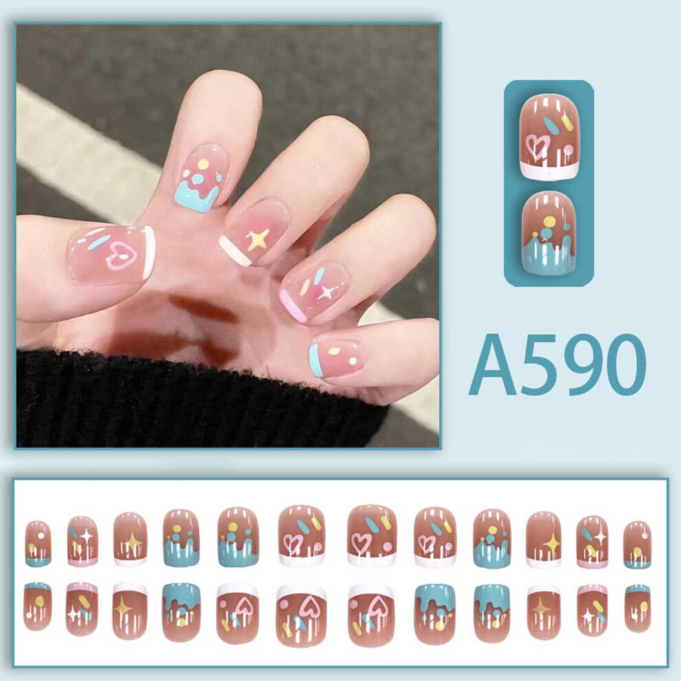 Zhouq-Outdoors Star Heart Press-On Nails For Women