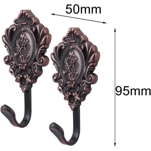Vintage Rose Pattern Curtain Holdbacks Bronze Zinc Alloy 1