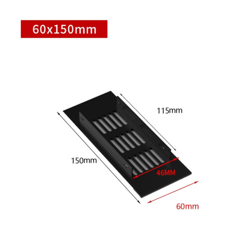 60Mm Aluminium Rectangular Cabinet Wardrobe Air Vent Grille Ventilation-Cover 1