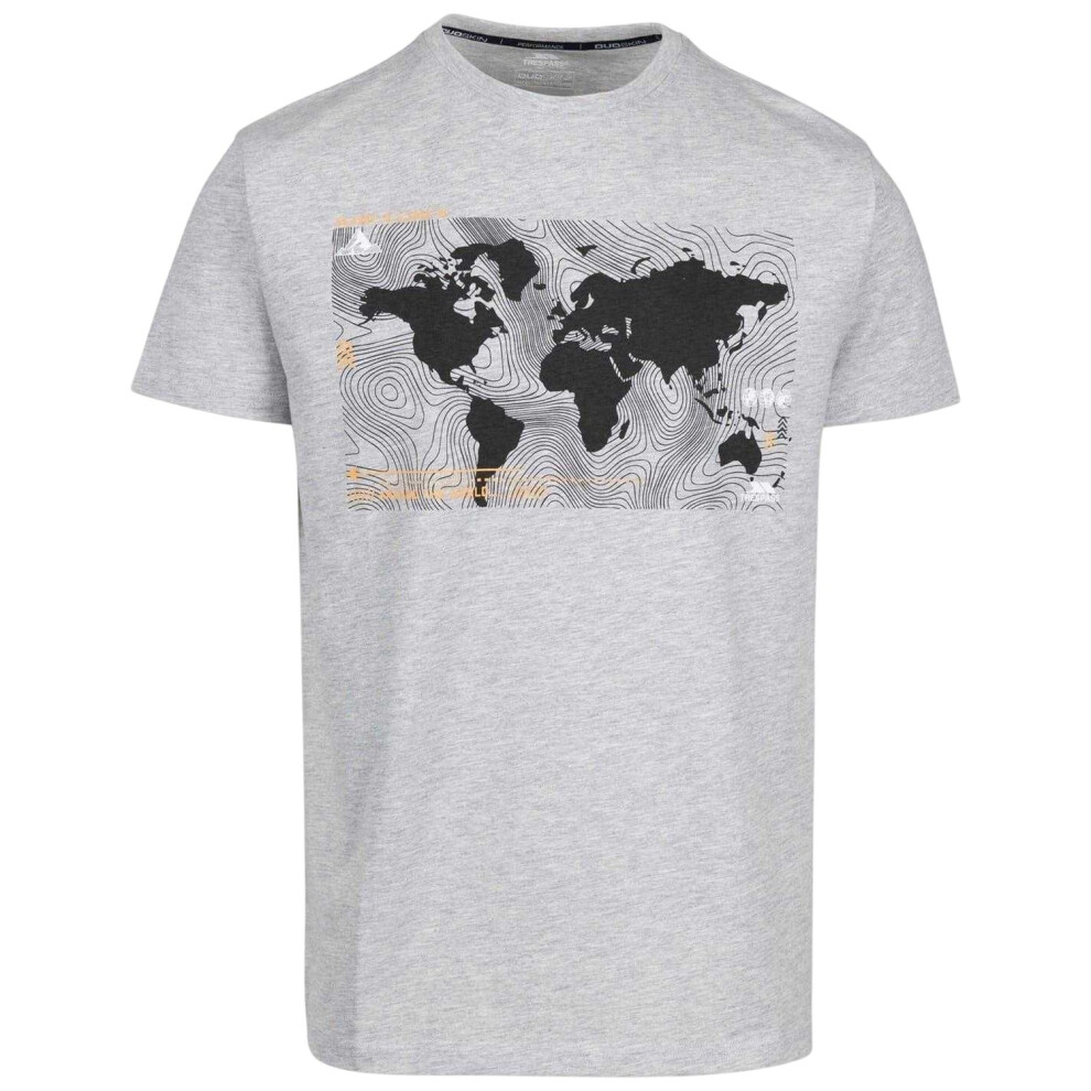Trespass (M, Grey Marl) Mens Chera Topographic Crew Neck T-Shirt