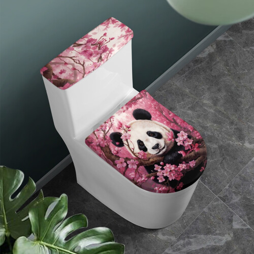 Panda Κάλυμμα καθίσματος τουαλέτας 2 τεμαχίων από ελαστικό σετ τουαλέτας μπάνιου, 2