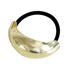 (Oval gold) Élastique Métal Cheveux Arc Double