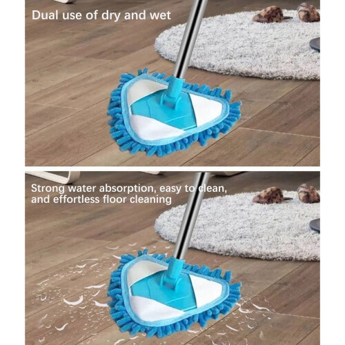 Triangular Ceiling Mop, 180 Rotating Head for Corners & High Walls, Wet/Dry Multi-Surface Duster, Extendable Cleaning Tool 2