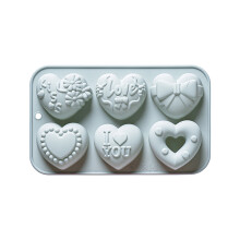 (Blue) 6-Shape Silicone Heart Mold, Food Safe for Candy, Soap, Ice