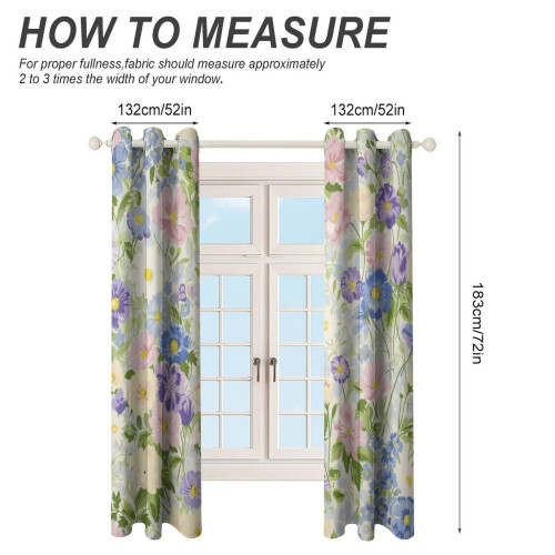 Floral Watercolor Curtain Set 2 Panels 1