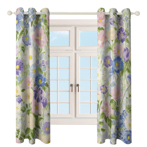 Floral Watercolor Curtain Set 2 Panels 2